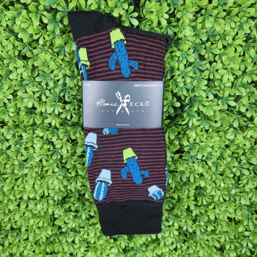 Marc Ecko Cut & Sew Mens Crew Socks Cactus Succulent Striped Multi New